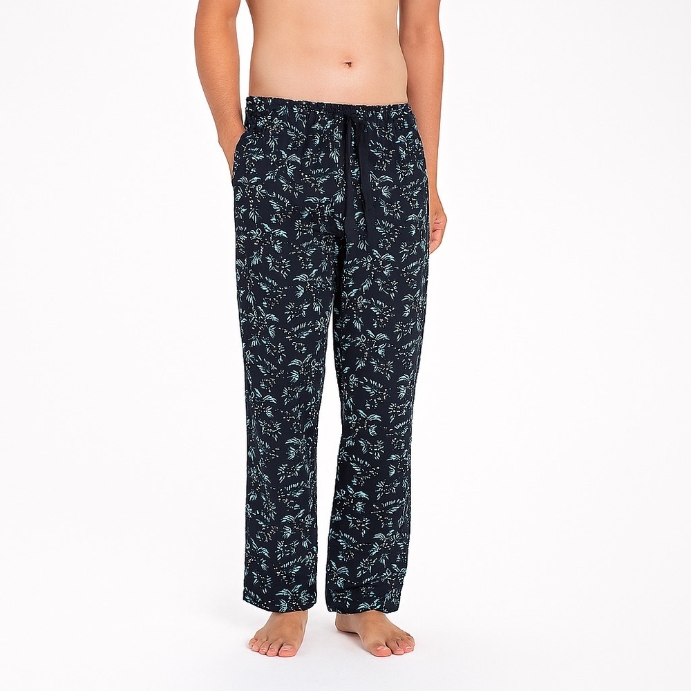 IZOD Black and Teal Floral Casual High Rise Rayon Lounge Pants Men’s Size Small